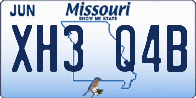 MO license plate XH3Q4B