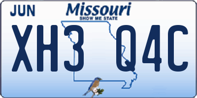 MO license plate XH3Q4C