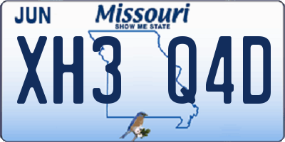 MO license plate XH3Q4D