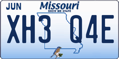 MO license plate XH3Q4E