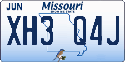 MO license plate XH3Q4J
