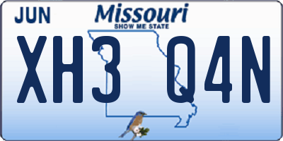 MO license plate XH3Q4N