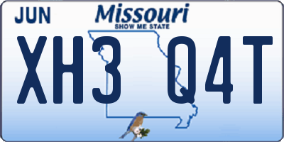 MO license plate XH3Q4T