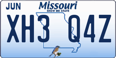 MO license plate XH3Q4Z
