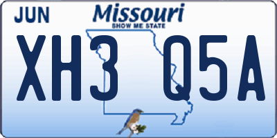 MO license plate XH3Q5A