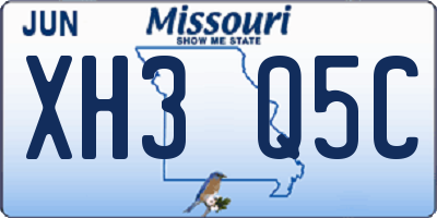 MO license plate XH3Q5C