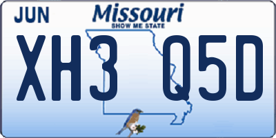 MO license plate XH3Q5D