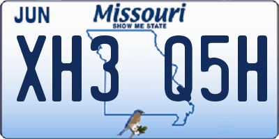 MO license plate XH3Q5H