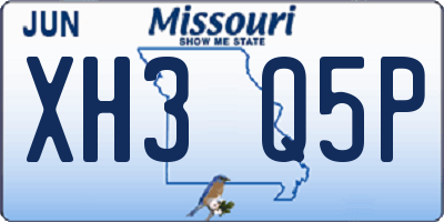 MO license plate XH3Q5P