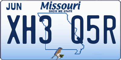 MO license plate XH3Q5R