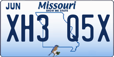 MO license plate XH3Q5X
