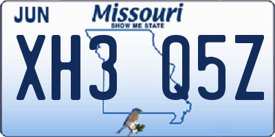 MO license plate XH3Q5Z
