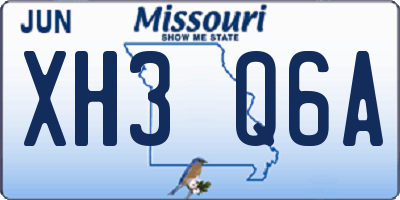 MO license plate XH3Q6A