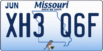 MO license plate XH3Q6F