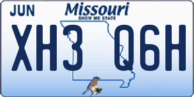 MO license plate XH3Q6H