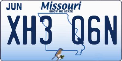 MO license plate XH3Q6N
