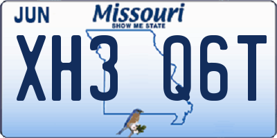 MO license plate XH3Q6T