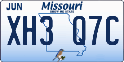 MO license plate XH3Q7C
