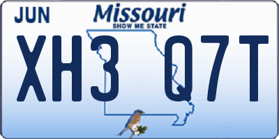 MO license plate XH3Q7T