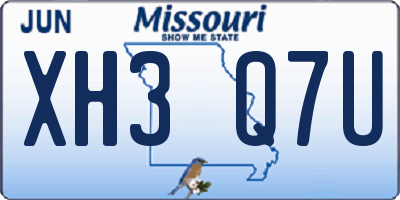 MO license plate XH3Q7U