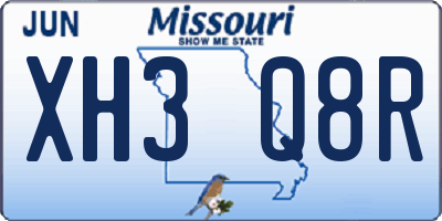 MO license plate XH3Q8R