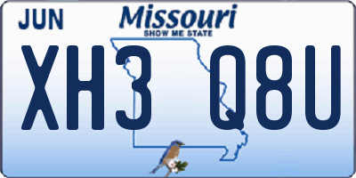 MO license plate XH3Q8U
