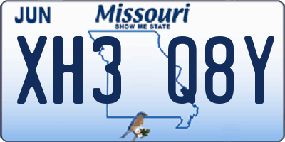 MO license plate XH3Q8Y