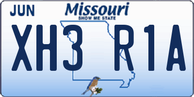 MO license plate XH3R1A