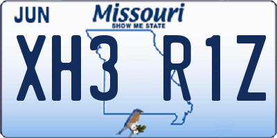 MO license plate XH3R1Z