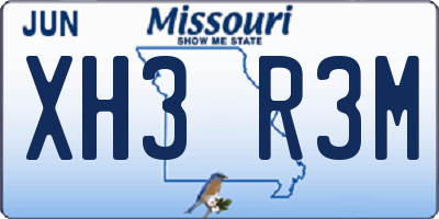 MO license plate XH3R3M