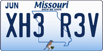 MO license plate XH3R3V