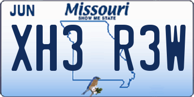 MO license plate XH3R3W