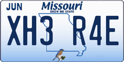 MO license plate XH3R4E