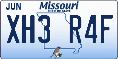 MO license plate XH3R4F