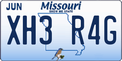 MO license plate XH3R4G