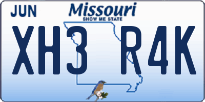 MO license plate XH3R4K