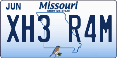 MO license plate XH3R4M
