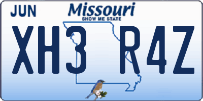 MO license plate XH3R4Z