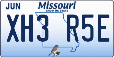 MO license plate XH3R5E
