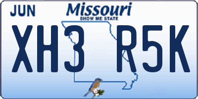 MO license plate XH3R5K