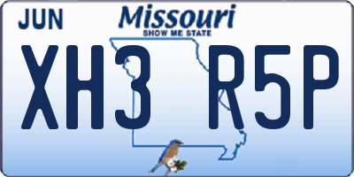 MO license plate XH3R5P