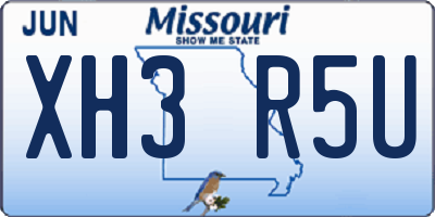 MO license plate XH3R5U