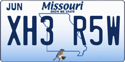 MO license plate XH3R5W