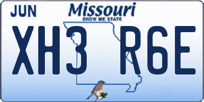 MO license plate XH3R6E