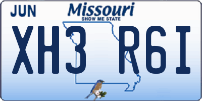 MO license plate XH3R6I
