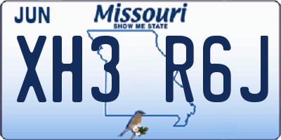 MO license plate XH3R6J