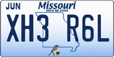 MO license plate XH3R6L