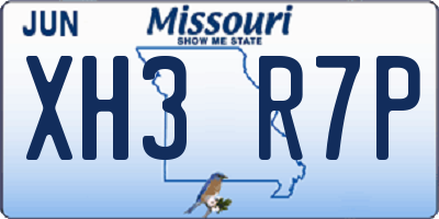 MO license plate XH3R7P