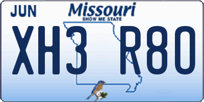 MO license plate XH3R8O