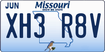 MO license plate XH3R8V